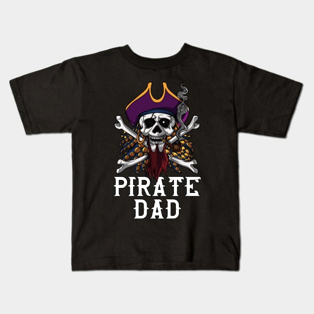 Pirate Dad Skull Crossbones Kids T-Shirt by underheaven